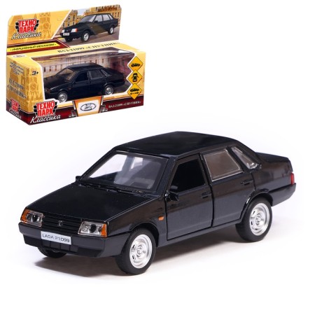 Metal machine LADA -21099, retro - Model "Satellite", doors, trunk, inertia, 12 cm, black are opened