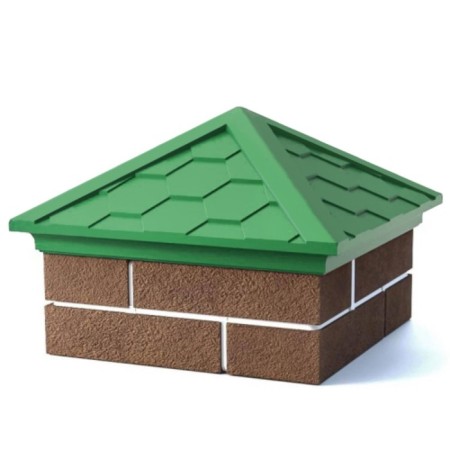 PPK cap to a fence column, 1.5 × 1.5 bricks, 39 × 39 × 4.3 cm, green, “flexible tile”