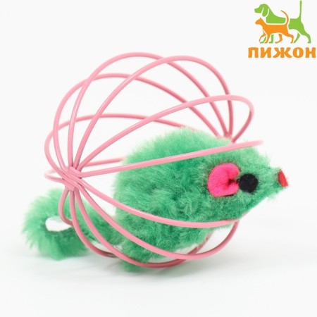 Toy "Mouse in the ball", 6 cm, pink/green