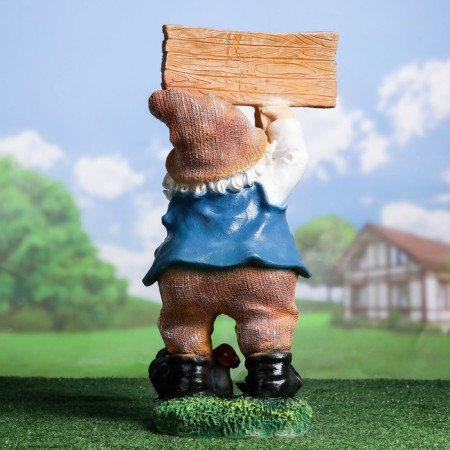 Garden figure "Dwarf with a sign" Hello "20x29x60cm-2