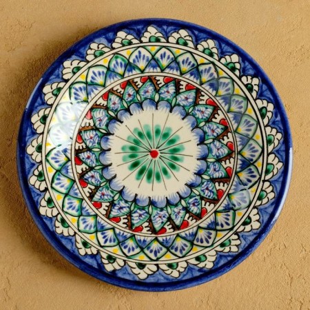 Plate of the Rishtan ceramics "Flowers", blue, flat, 17 cm, mix-5