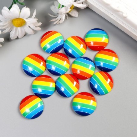 Tops for creativity plastic "Bright stripes" Flat set 12 pcs 1.8x1.8 cm-2