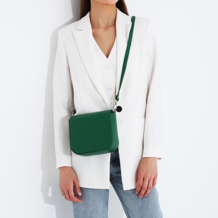 Women's bag Fabula on a magnet, long belt, green color-9