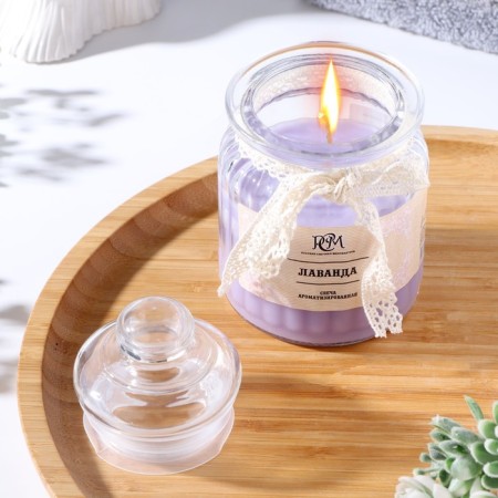 Candle in the bank flavored "lavender" 180g, burning time 45h-3