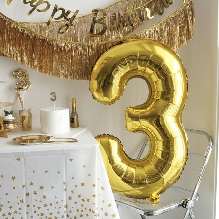 Foil ball 40 "number 3, gold color-2