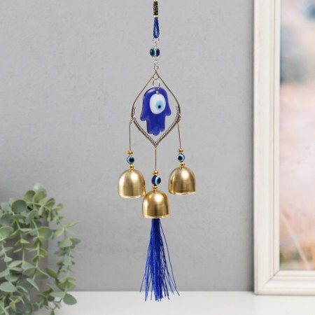 Wind music metal, plastic "From the evil eye. Three gold bells" 38x5x2.8 cm