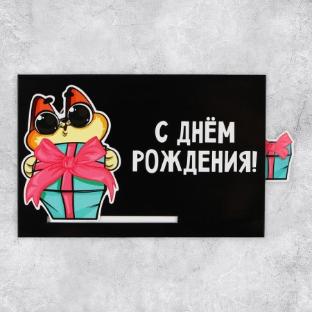 Interactive congratulatory postcard "Gift", cat, 16 x 11 cm-2