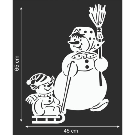 Decorative sticker for windows "Snowman on Sanks" 45x65 cm-1