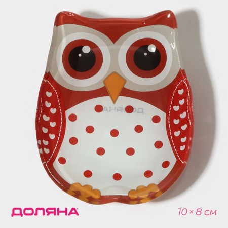 Glass Superior Superior “owl”, 45ml, 10 × 8 × 1.5 cm, red color