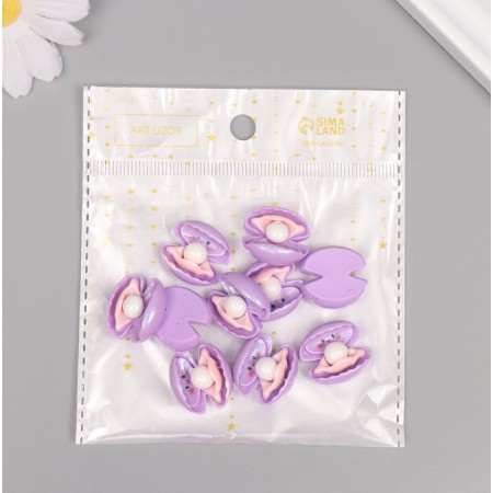 Decor for creativity Plastic "A shell with a pearl" sparkle set 10 pcs 2x1.8x0.9 cm-3