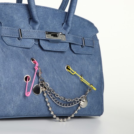 Women's bag on the Textura valve, small size, blue color-4