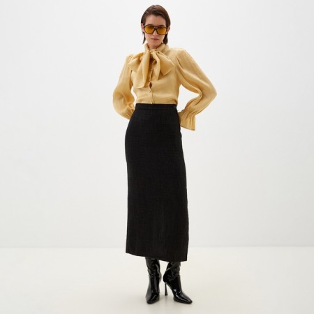 Skirt Maxi Women's tweed MIST R.48, black-1