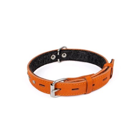 Leather collar with a lining decorated "Zononic", Osh 25-52 x 2.5 cm, mix of flowers-5