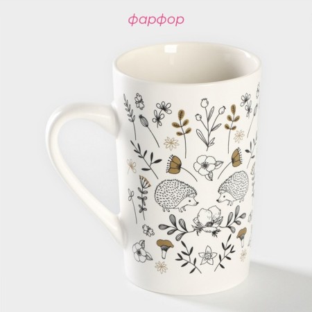 Porcelain share mug "Hedgehog", 380 ml, white color-1