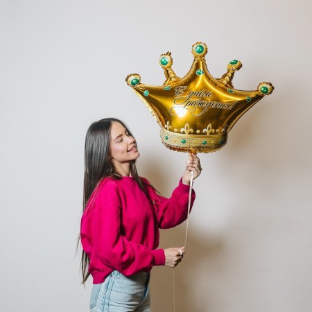 Foil ball 24 "Happy Birthday!", Crown, without a substrate-3