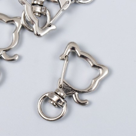 Carabiner Metal with a ring "Head of a cat" silver 3.4x2.1 cm-1