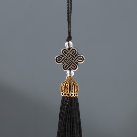 Suspension textiles, plastic "Knot of happiness and infinity" Dark chocolate 0.7x1x9.5 cm-1