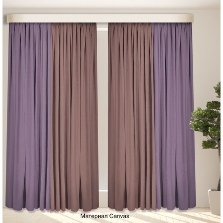 Set of curtains "Canvas", size 200x250 cm, 2 pcs, color violet dusty rose