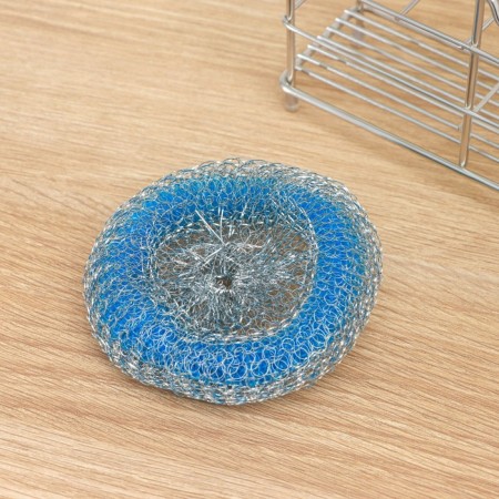 Metal sponge with a plastic ring, wicker, 20 g, mix color-7