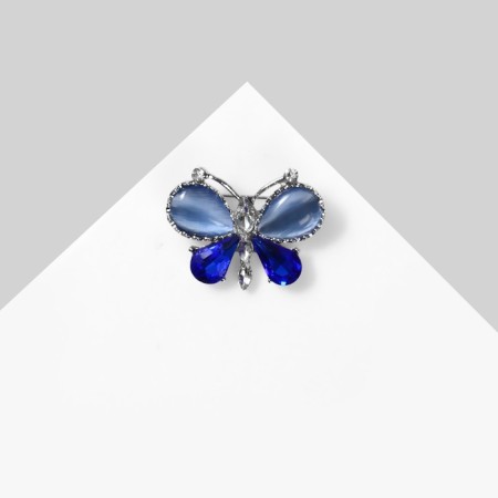 Brooch "Butterfly" summer, blue in silver-1