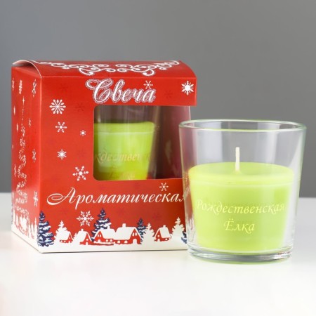 Candle in a glass of aromatic "Christmas tree", 6.5x8 cm, green-4
