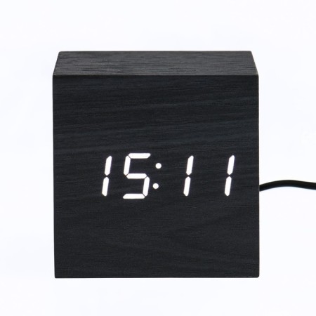 Clock - an alarm clock electronic "digit" with a thermometer, wooden, 6.5 cm, aaa, USB-2