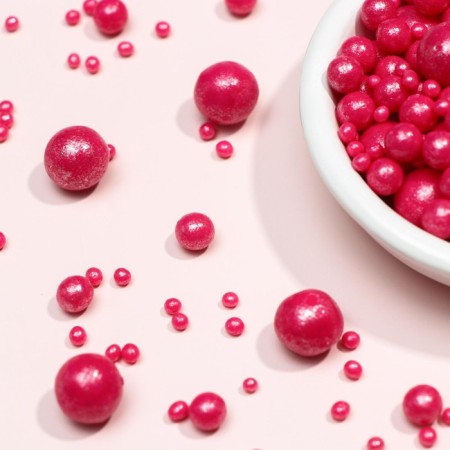 Sprinking confectionery "pearls", raspberry, 50 g-2