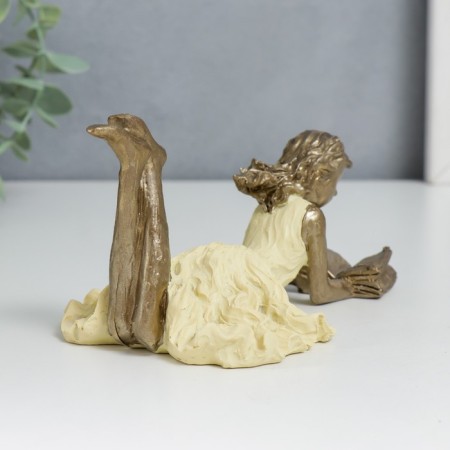 Polystone souvenir "Girl reads a book, yellow dress" 6.5x9x14 cm-2