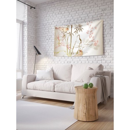 Decorative panel with photo printing "Birds on branches", horizontal, size 150x200 cm
