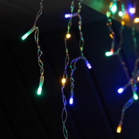 Garland "fringe" 3 x 0.6 m, IP44, transparent thread, 114 LED, glow of multi, 8 modes, solar battery-3