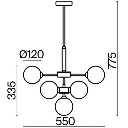 Suspended lamp Inversion, 13xg9, brass color-3