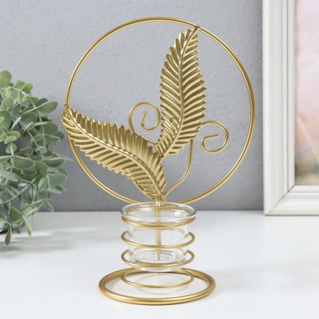 Summary Metal for 1 candle "Golden leaves in a circle" d = 4.5 cm gold 16x9.5x21 cm-1