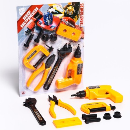 Set of builder with game tools, 9 items, transformers