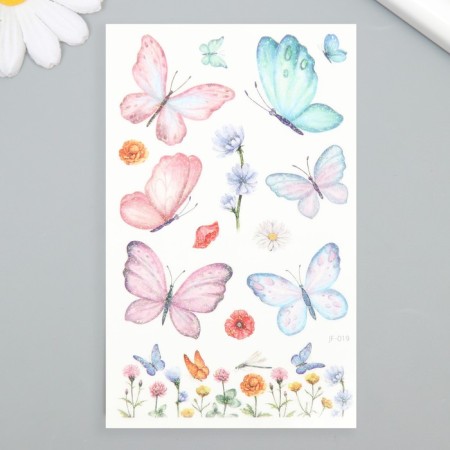 Tattoo on the body Color "Butterflies" mix glitter 7.5x12 cm-1