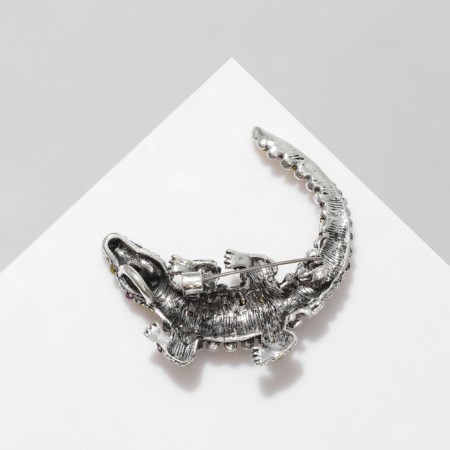 Brooch-Coumon "Crocodile" miniature, color in black silver-1
