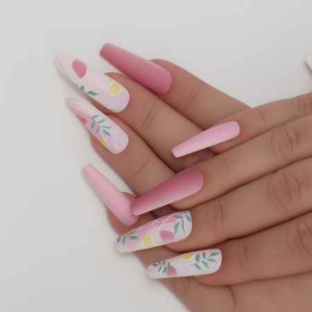 Follow nails "Tender abstraction", 12 pcs, with adhesive plates, ballerina form, multi -colored-7