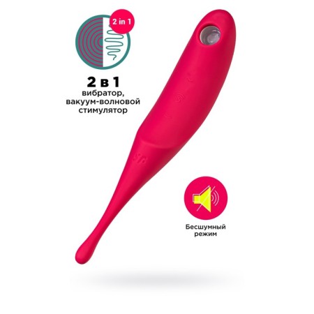 Vacuum-wave contactless stimulator of the Satiffyer Twirling Pro clitoris, silicone, red color