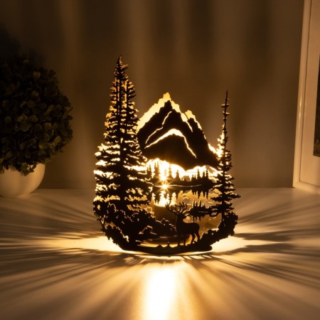 Lamp "Evening landscape" Led 3haa Black 10.5x18.5x25cm-2