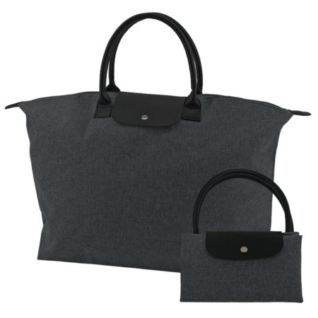 Household bag VX002-00312, black color, textiles with genuine leather inserts, 58x17x32 cm