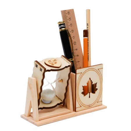 Sanding clock "Maple leaf", souvenir, with a pencil, 10 x 13.5 cm, white-1