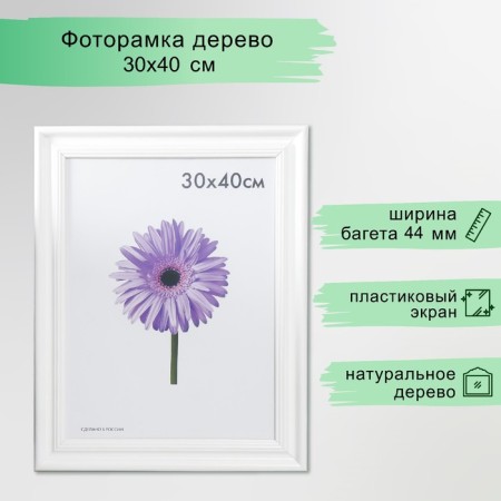 Photo frame Liza 30x40 cm white (plastic screen)