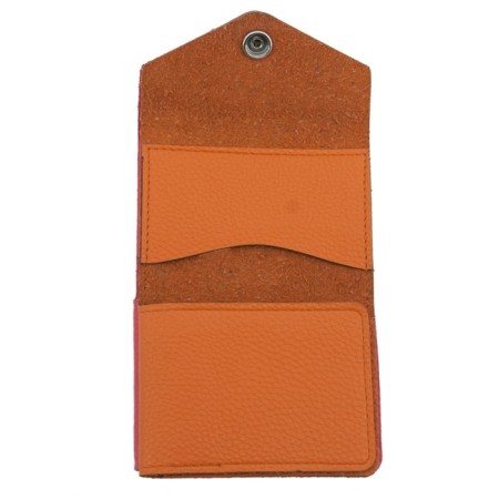 Cartholder, genuine leather, orange 10x8.5x1.5 cm-1