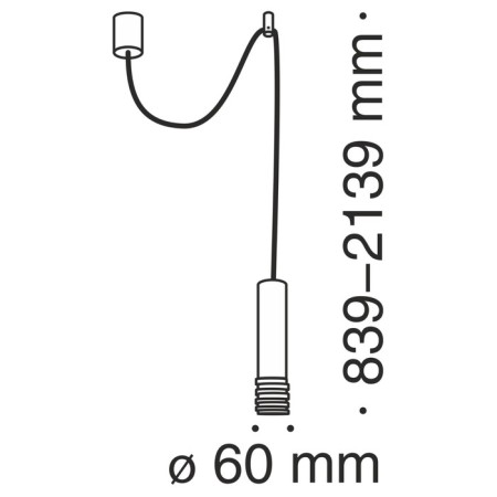 Squirry of suspended Technical P025PL-01W, GU10, 1x40 W, 60x60x259 mm, white-1