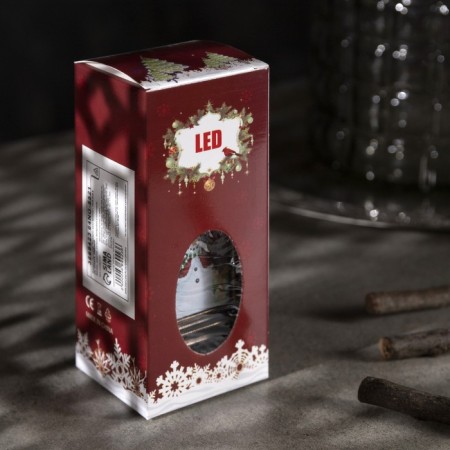 LED figure "Lantern with a snowman" 5.5 × 13 × 5.5 cm, plastic, batteries AG13x3, glow warm white-4