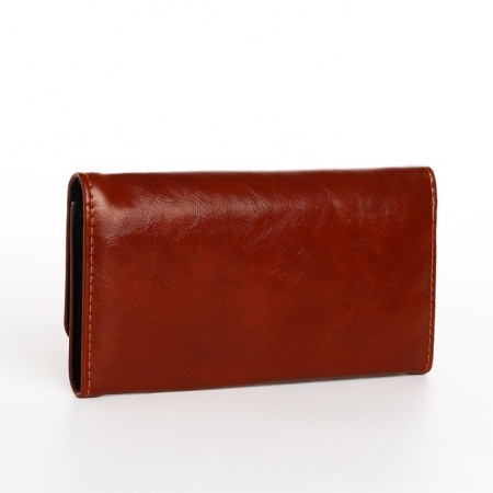 Women's wallet on the button, brown color-1