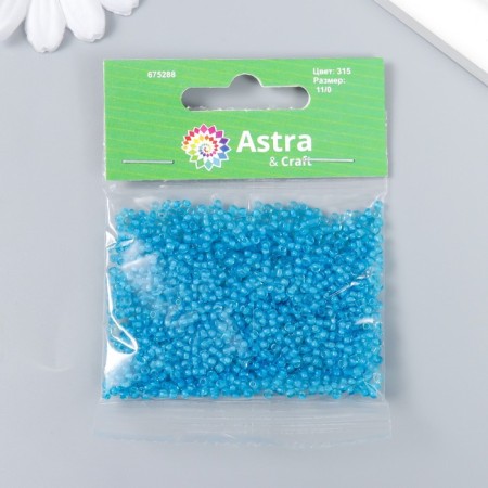 Beads "Astra" 11/0, 20 g (315 blue/transparent with a color center)-2