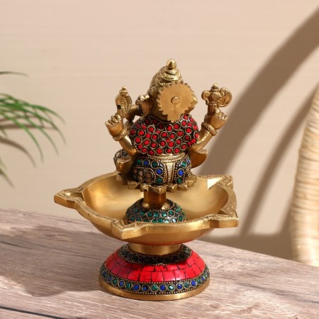 Aroma lace "Ganesha" brass, stone 19 cm-4