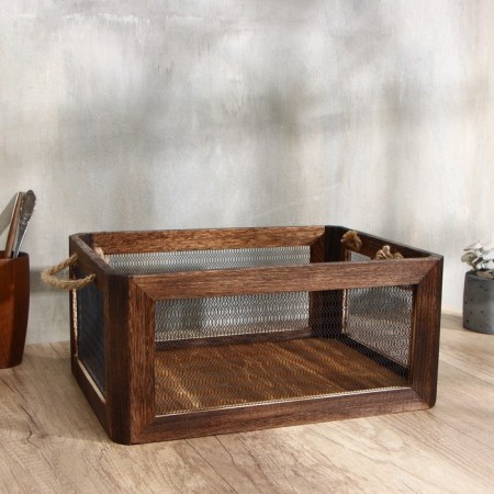 ITALYA storage basket, 40 × 30 × 18 cm, dark tree color-1