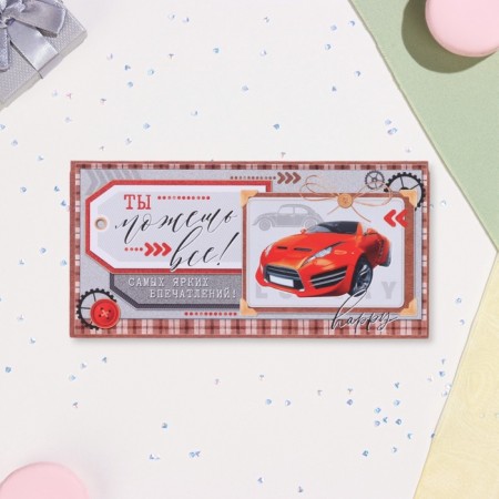 Envenue for money "You can do everything!" Red car, 17 x 8 cm-1