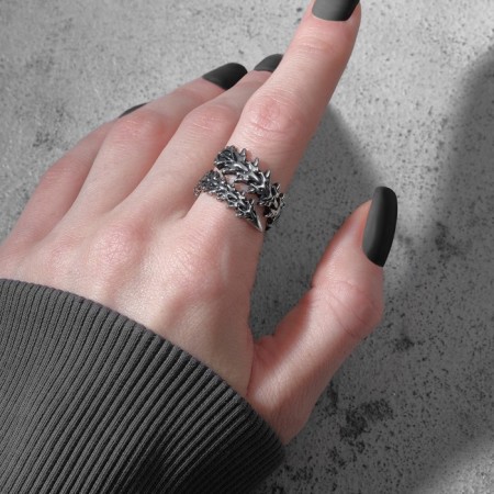 Ring "Skolopendra", the color of black silver, dimensionless-2